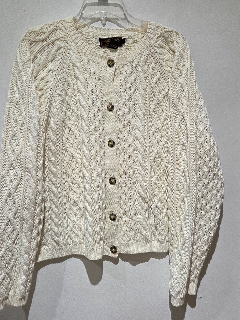 Eddie Bauer Off White Cable Knit Button Cardigan